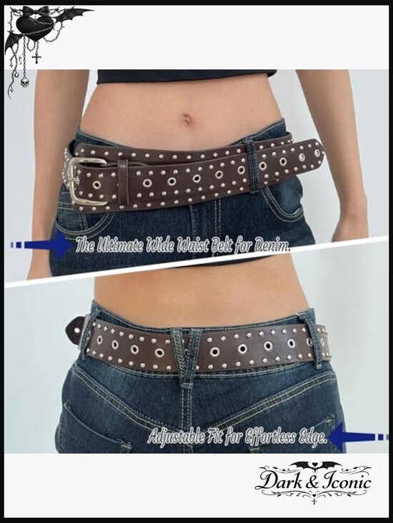 Chunky Big Statement Belt with Studded Punk Goth Style main image 4